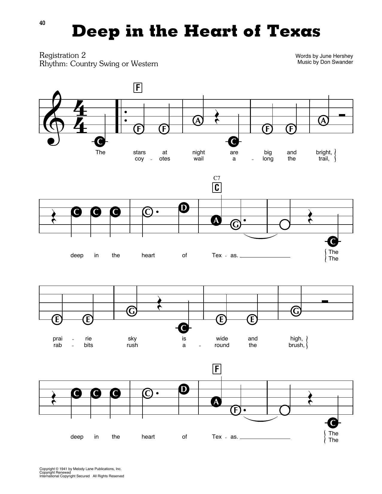 Don Swander Deep In The Heart Of Texas Sheet Music Download Pdf Score 1435