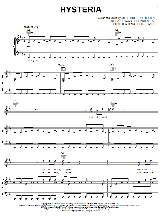Def Leppard Hysteria Sheet Music Notes & Chords for Guitar Tab Play-Along - Download or Print PDF
