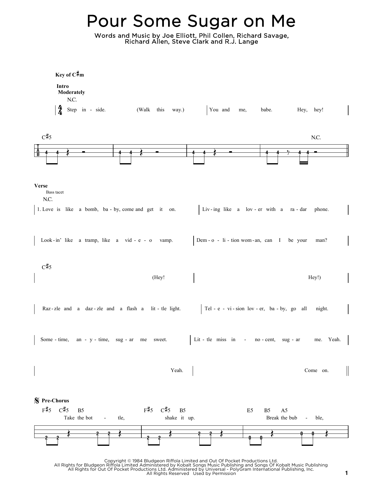 Pour Some Sugar On Me sheet music