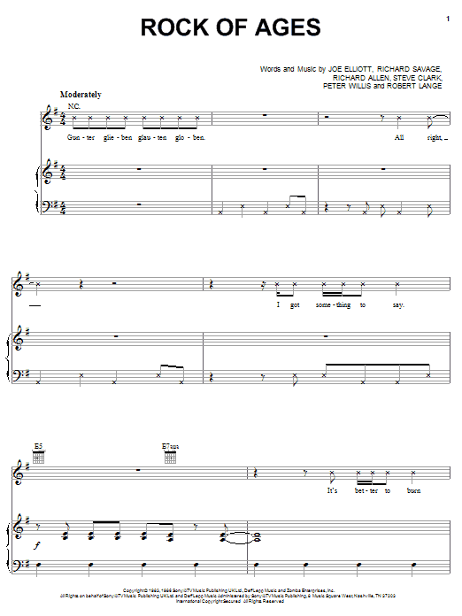 Preview Def Leppard Rock Of Ages Pop sheet music, notes and chords for Easy Guitar Tab, SKU: 72951 Rock Of Ages sheet music