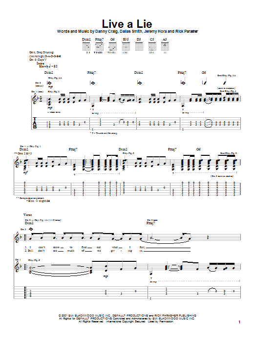Default Live A Lie Sheet Music Notes & Chords for Guitar Tab - Download or Print PDF