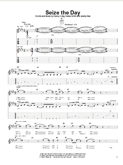 Default Seize The Day Sheet Music Notes & Chords for Guitar Tab - Download or Print PDF