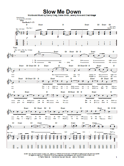 Default Slow Me Down Sheet Music Notes & Chords for Guitar Tab - Download or Print PDF