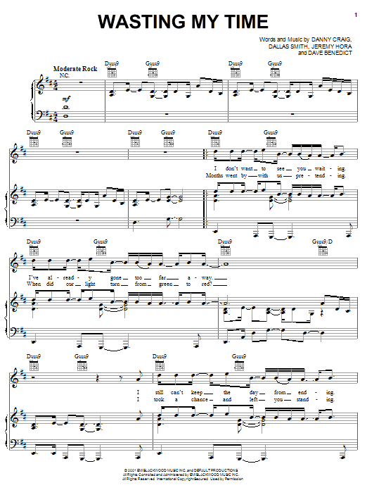 Default Wasting My Time Sheet Music Notes & Chords for Piano, Vocal & Guitar (Right-Hand Melody) - Download or Print PDF