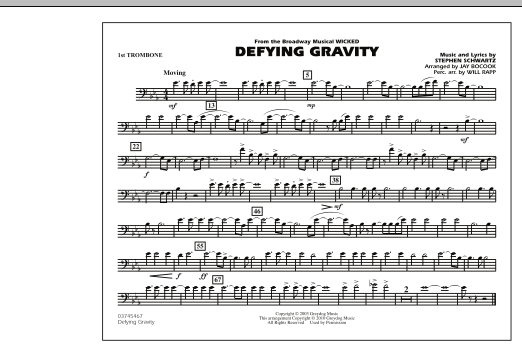 Jay Bocook Defying Gravity From Wicked 1st Trombone Sheet Music Download Pdf Score 289063