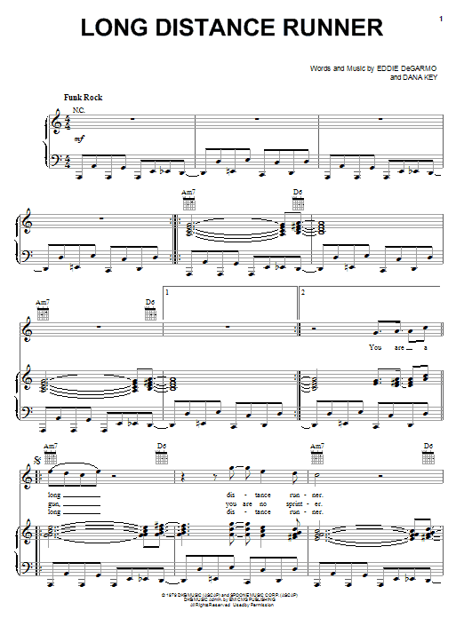 DeGarmo & Key Long Distance Runner Sheet Music Notes & Chords for Piano, Vocal & Guitar (Right-Hand Melody) - Download or Print PDF DeGarmo & Key Long Distance Runner Sheet Music Notes & Chords for Piano, Vocal & Guitar (Right-Hand Melody) - Download or Print PDF