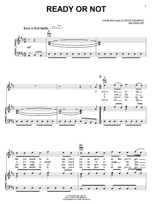 DeGarmo & Key Ready Or Not Sheet Music Notes & Chords for Piano, Vocal & Guitar (Right-Hand Melody) - Download or Print PDF DeGarmo & Key Ready Or Not Sheet Music Notes & Chords for Piano, Vocal & Guitar (Right-Hand Melody) - Download or Print PDF