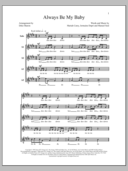 Deke Sharon Always Be My Baby Sheet Music Notes & Chords for Choral - Download or Print PDF