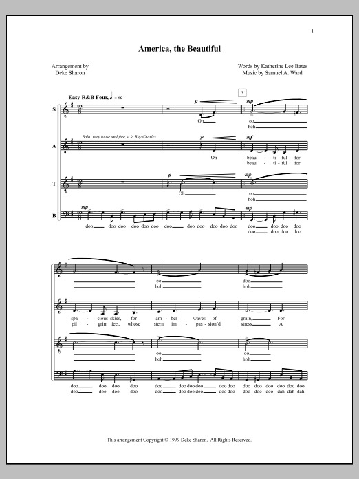 Deke Sharon America, the Beautiful Sheet Music Notes & Chords for Choral - Download or Print PDF