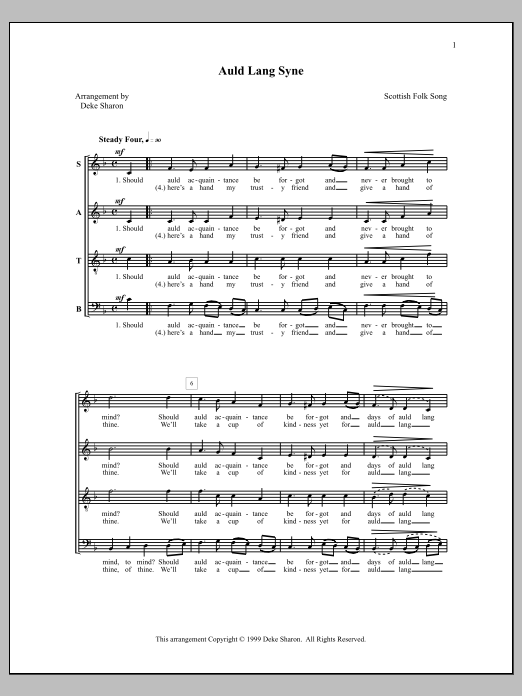 Deke Sharon Auld Lang Syne Sheet Music Notes & Chords for Choral - Download or Print PDF