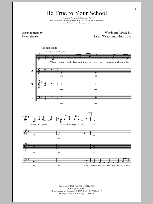 Deke Sharon Be True To Your School Sheet Music Notes & Chords for SATB - Download or Print PDF