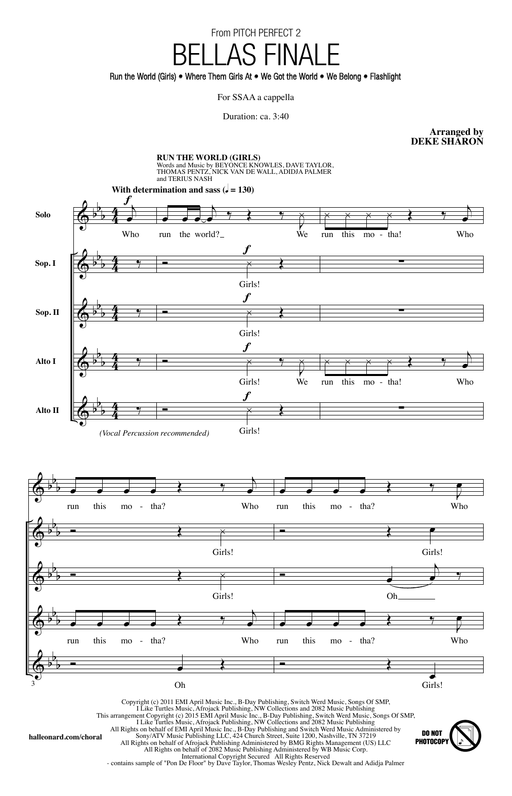 Deke Sharon Bellas Finale Sheet Music Notes & Chords for SSA - Download or Print PDF