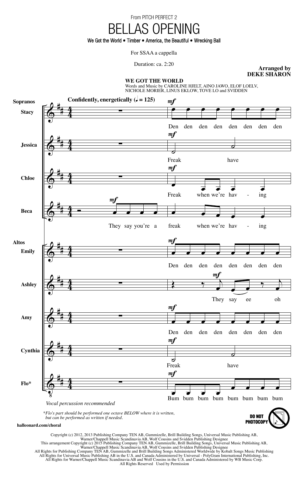 Deke Sharon Bellas Opening Sheet Music Notes & Chords for SSA - Download or Print PDF