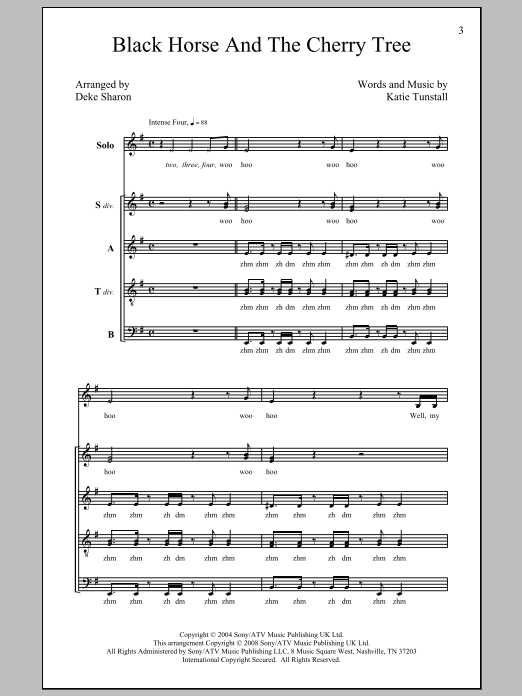 Deke Sharon Black Horse And The Cherry Tree Sheet Music Notes & Chords for SATB - Download or Print PDF