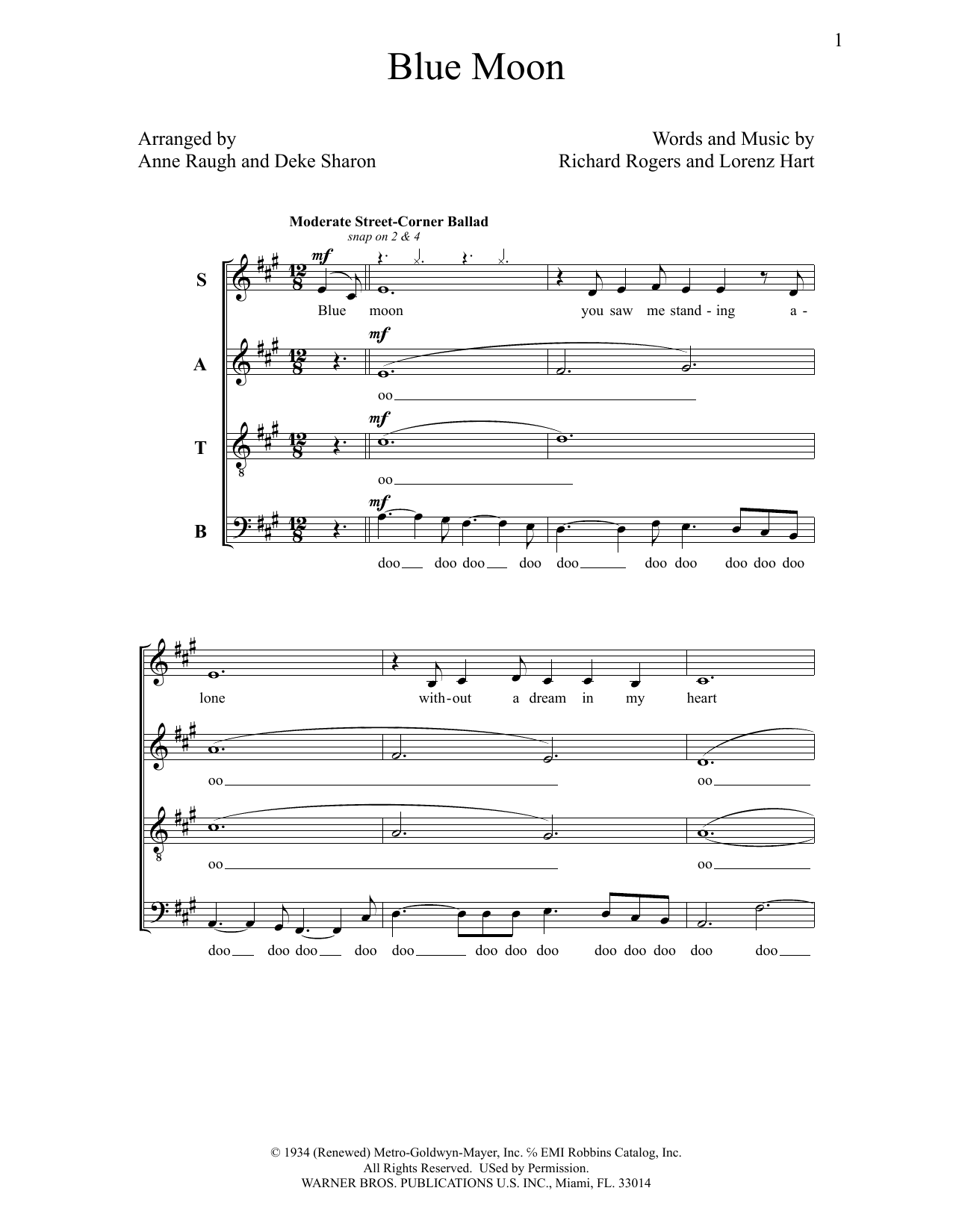 Deke Sharon Blue Moon Sheet Music Notes & Chords for Choral - Download or Print PDF