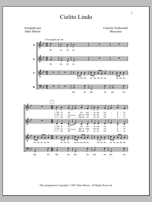 Deke Sharon Cielito Lindo Sheet Music Notes & Chords for Choral - Download or Print PDF