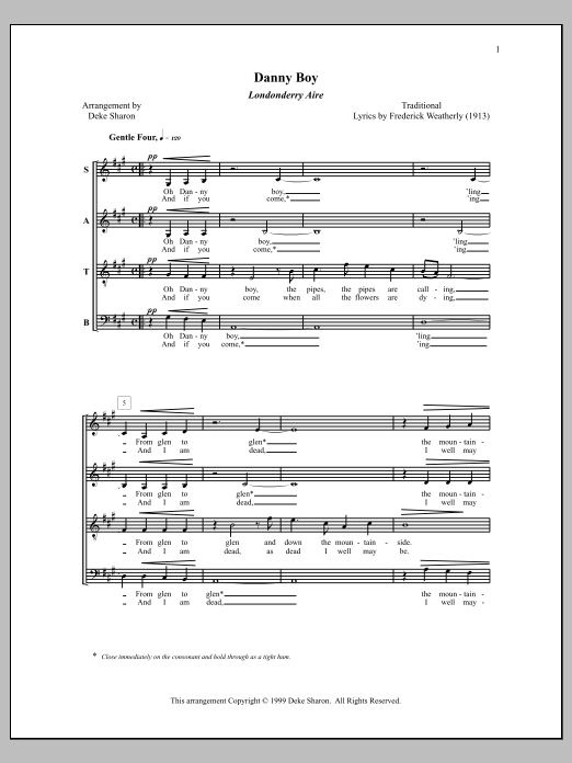 Deke Sharon Danny Boy (Londonderry Aire) Sheet Music Notes & Chords for Choral - Download or Print PDF