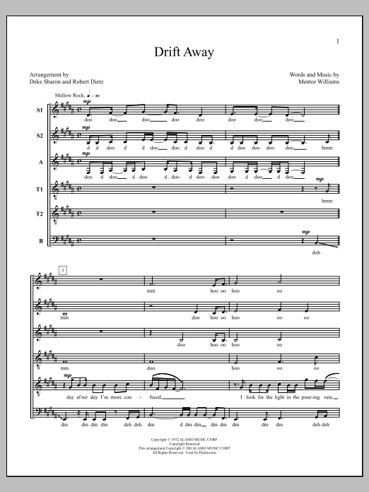 Deke Sharon Drift Away Sheet Music Notes & Chords for Choral - Download or Print PDF