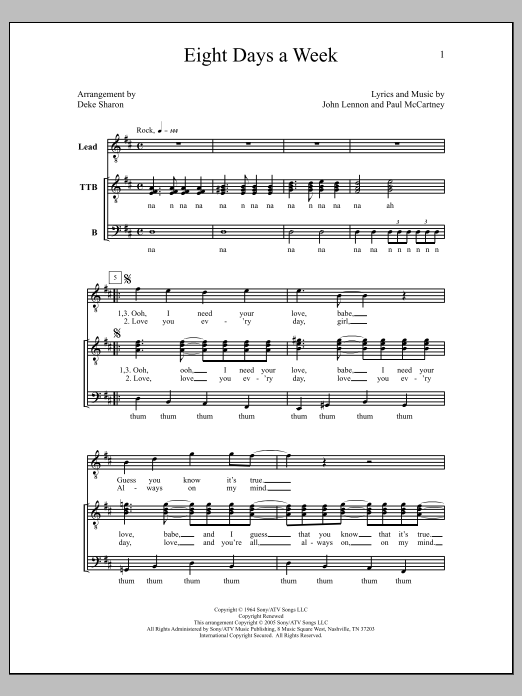 Deke Sharon Eight Days A Week Sheet Music Notes & Chords for Choral - Download or Print PDF