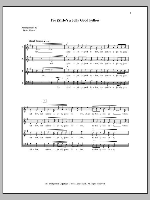 Deke Sharon For (S)He's a Jolly Good Fellow Sheet Music Notes & Chords for Choral - Download or Print PDF