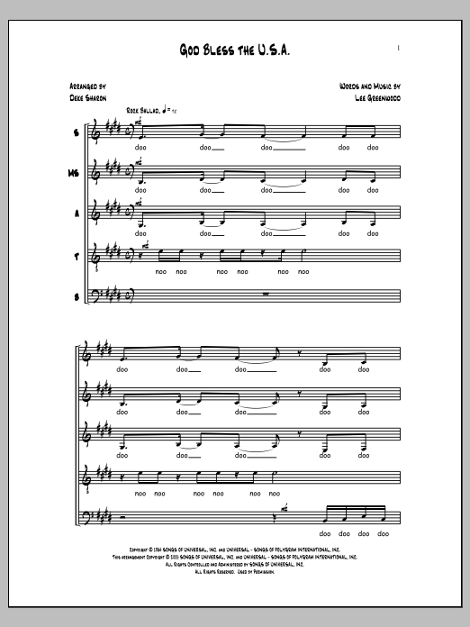 Deke Sharon God Bless the U.S.A Sheet Music Notes & Chords for Choral - Download or Print PDF