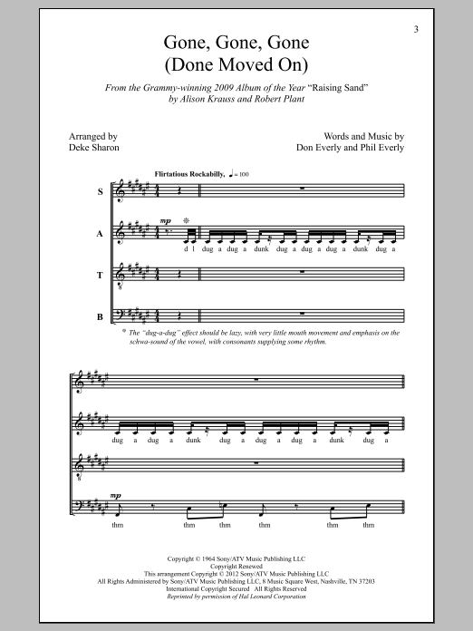 Deke Sharon Gone, Gone, Gone (Done Moved On) Sheet Music Notes & Chords for SATB - Download or Print PDF