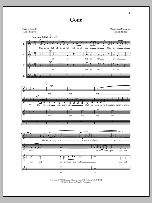 Deke Sharon Gone Sheet Music Notes & Chords for Choral - Download or Print PDF