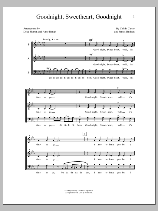 Deke Sharon Goodnight, Sweetheart, Goodnight Sheet Music Notes & Chords for Choral - Download or Print PDF