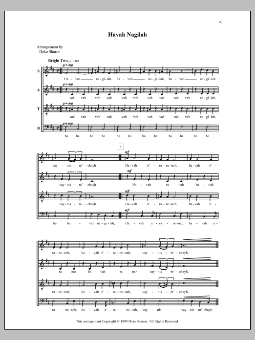 Deke Sharon Havah Nagila Sheet Music Notes & Chords for Choral - Download or Print PDF