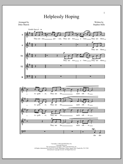 Deke Sharon Helplessly Hoping Sheet Music Notes & Chords for Choral - Download or Print PDF