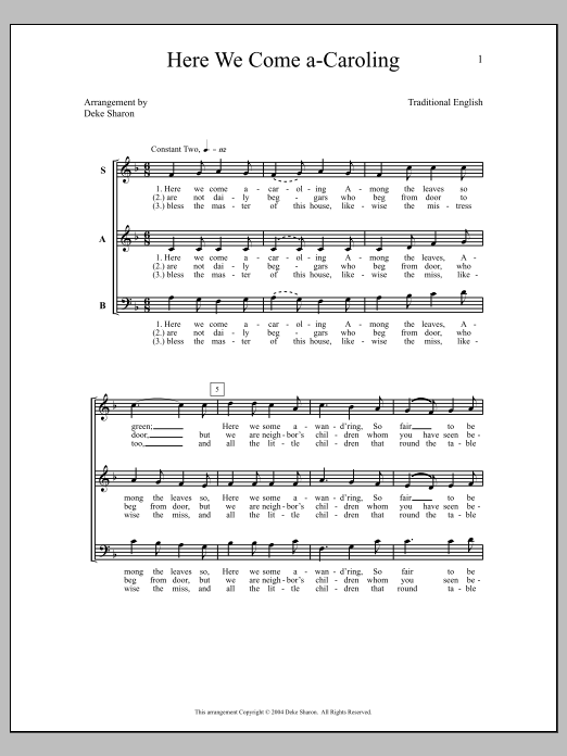 Deke Sharon Here We Come A-Caroling Sheet Music Notes & Chords for Choral - Download or Print PDF