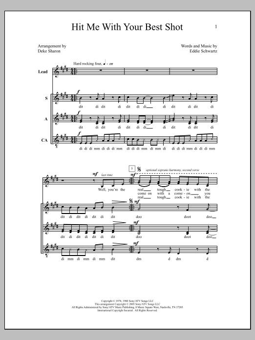 Deke Sharon Hit Me with Your Best Shot Sheet Music Notes & Chords for Choral - Download or Print PDF