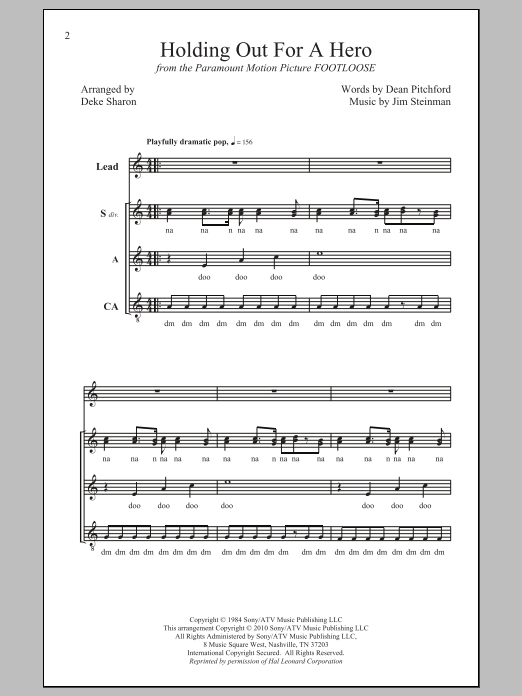 Deke Sharon Holding Out For A Hero Sheet Music Notes & Chords for SSA - Download or Print PDF