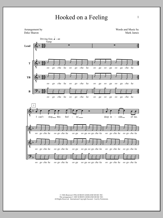 Deke Sharon Hooked On A Feeling Sheet Music Notes & Chords for Choral - Download or Print PDF