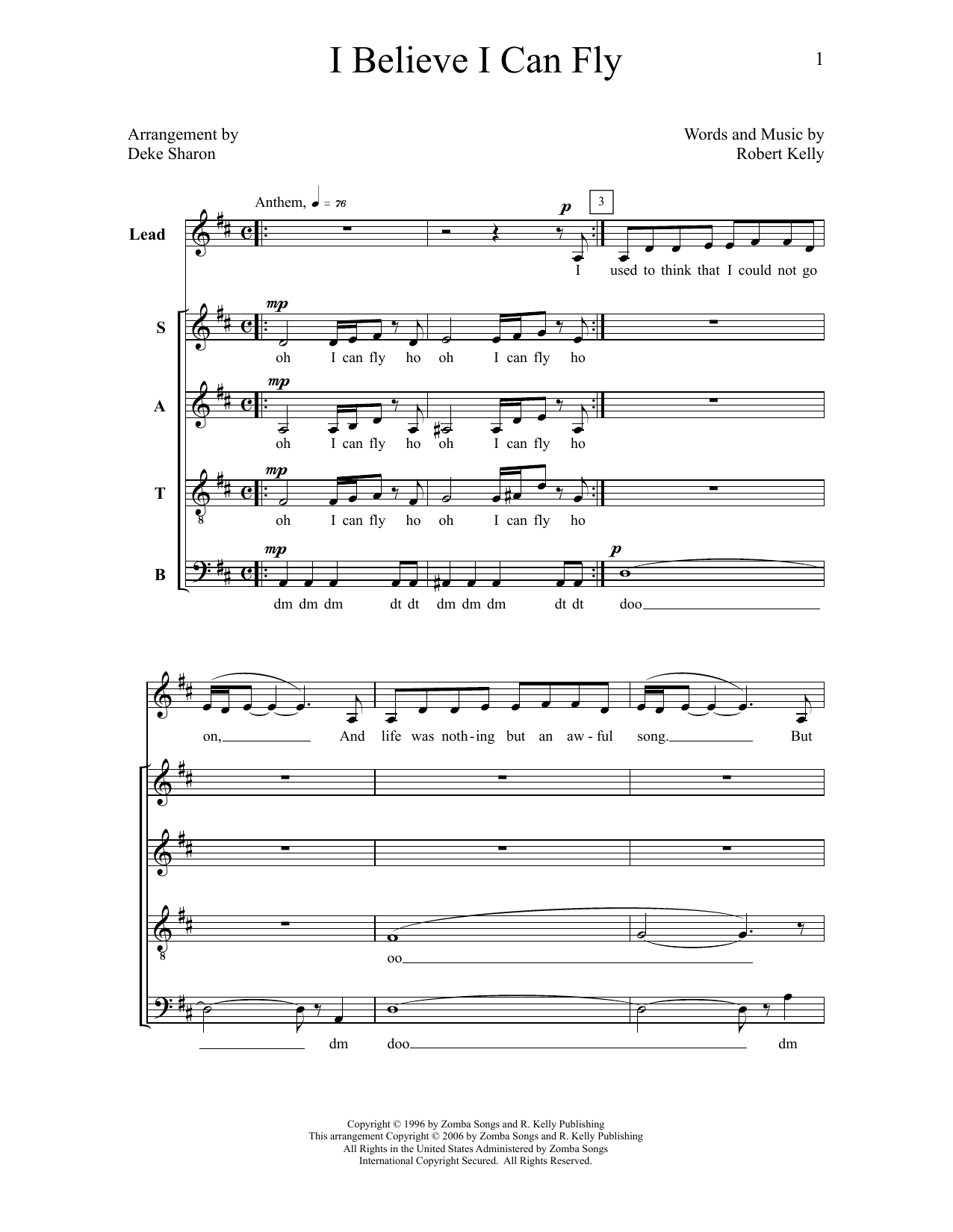 Deke Sharon I Believe I Can Fly Sheet Music Notes & Chords for Choral - Download or Print PDF