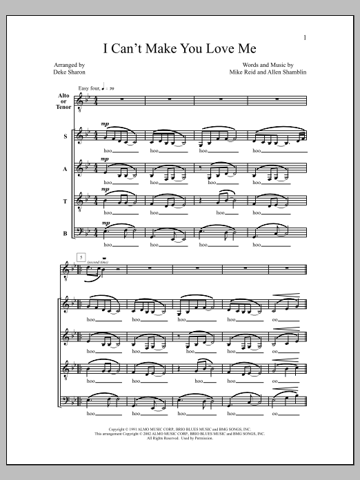 Deke Sharon I Can't Make You Love Me Sheet Music Notes & Chords for Choral - Download or Print PDF