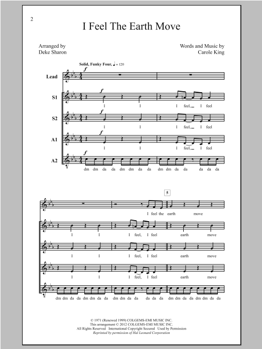 Deke Sharon I Feel The Earth Move Sheet Music Notes & Chords for Choral - Download or Print PDF