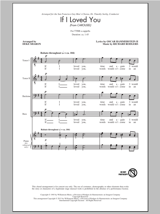 Deke Sharon If I Loved You Sheet Music Notes & Chords for TTBB - Download or Print PDF