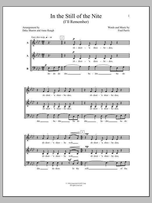 Deke Sharon In The Still Of The Nite (I'll Remember) Sheet Music Notes & Chords for Choral - Download or Print PDF