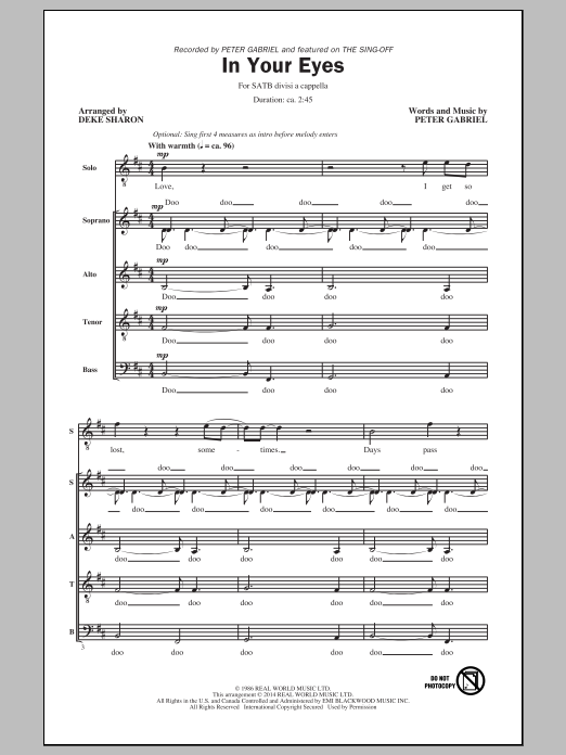 Deke Sharon In Your Eyes Sheet Music Notes & Chords for SATB - Download or Print PDF