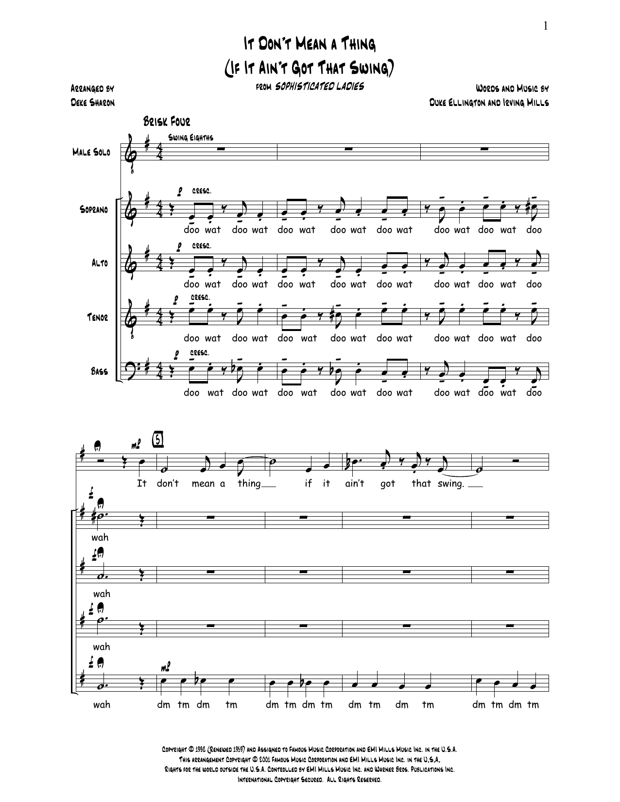 Deke Sharon It Don't Mean a Thing Sheet Music Notes & Chords for Choral - Download or Print PDF