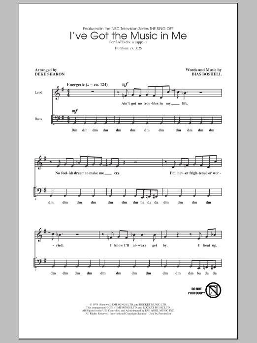 Deke Sharon I've Got The Music In Me Sheet Music Notes & Chords for SATB - Download or Print PDF