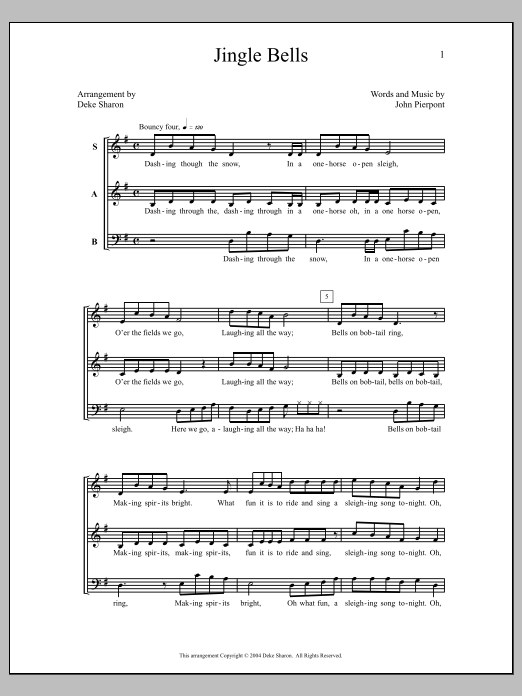 Deke Sharon Jingle Bells Sheet Music Notes & Chords for Choral - Download or Print PDF