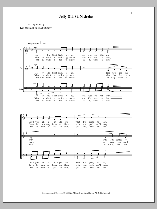 Deke Sharon Jolly Old St. Nicholas Sheet Music Notes & Chords for Choral - Download or Print PDF