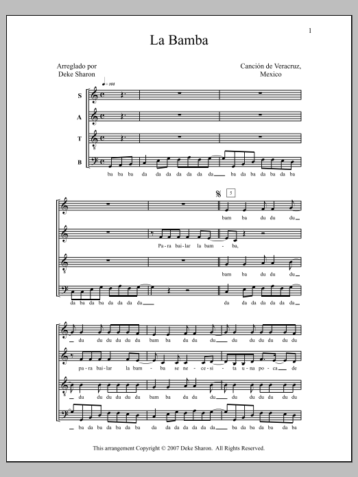 Deke Sharon La Bamba Sheet Music Notes & Chords for Choral - Download or Print PDF
