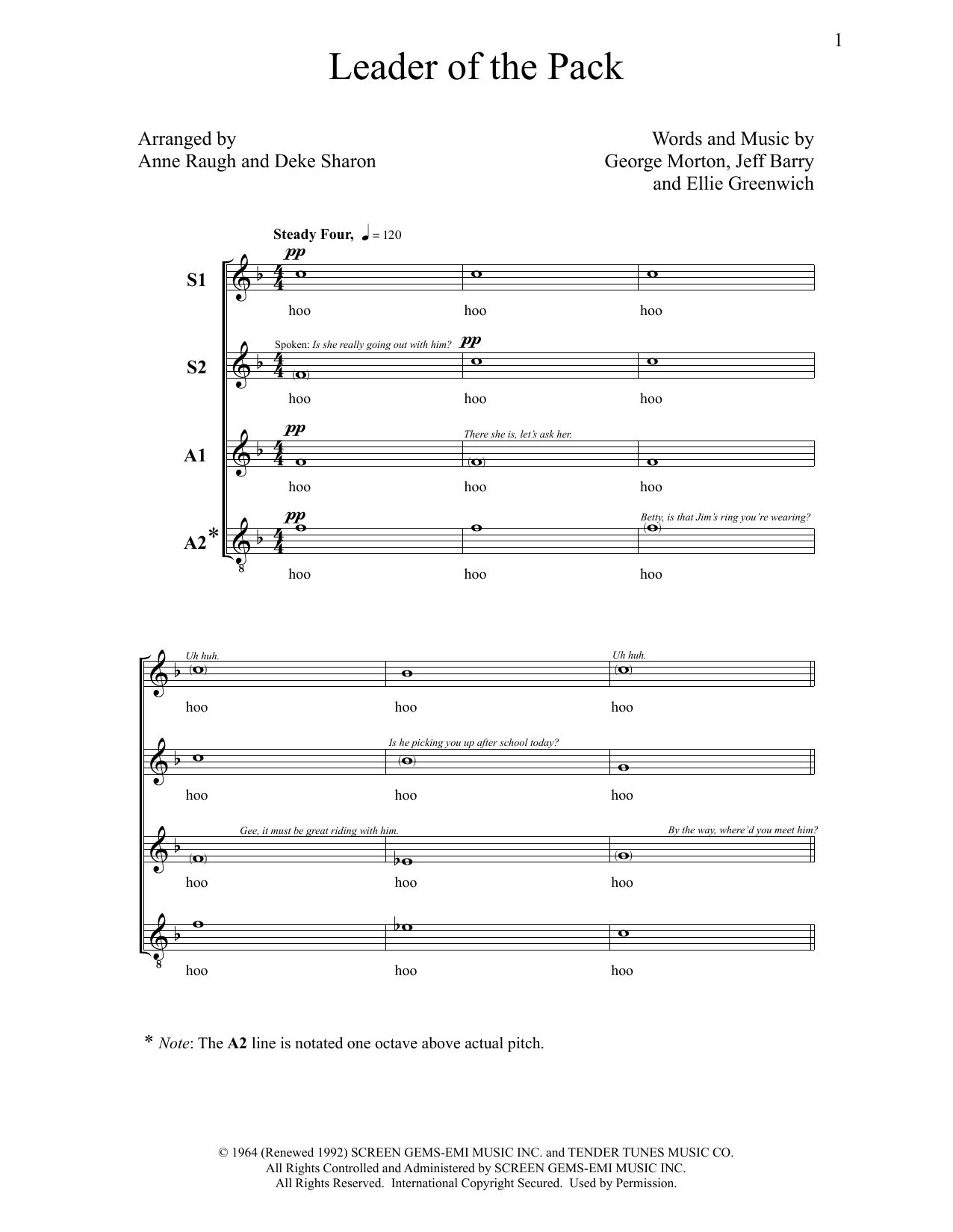Deke Sharon Leader Of The Pack Sheet Music Notes & Chords for Choral - Download or Print PDF