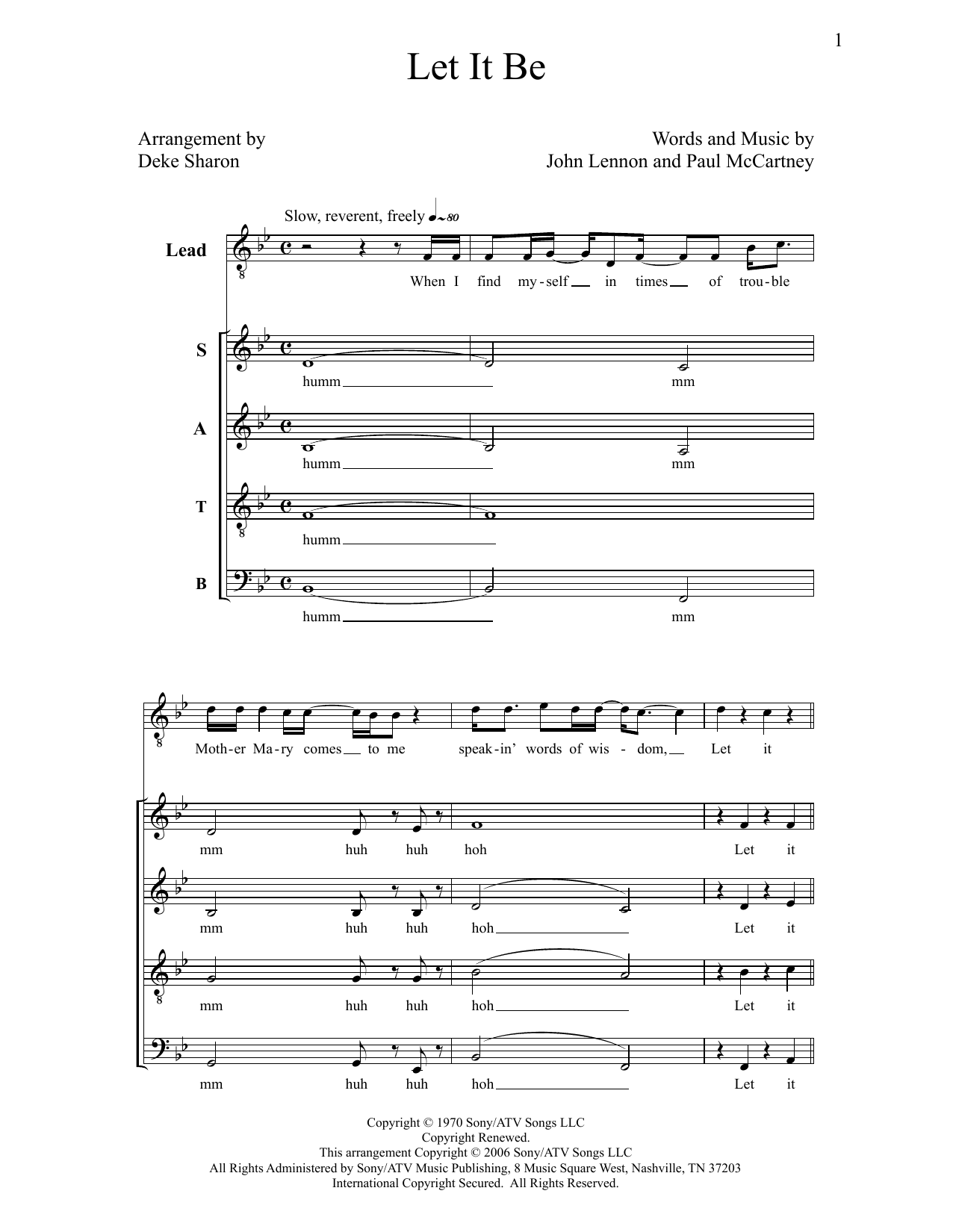 Deke Sharon Let It Be Sheet Music Notes & Chords for Choral - Download or Print PDF