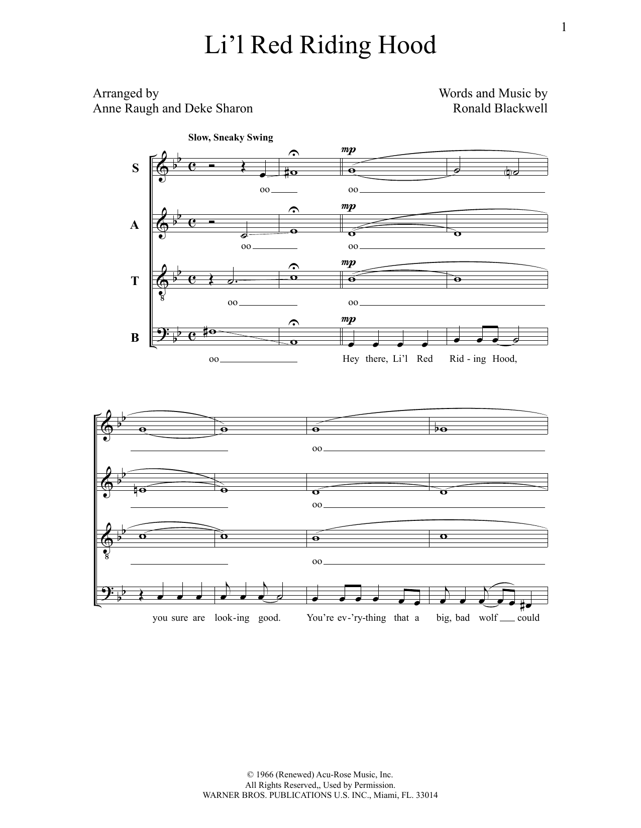 Deke Sharon Li'l Red Riding Hood Sheet Music Notes & Chords for Choral - Download or Print PDF