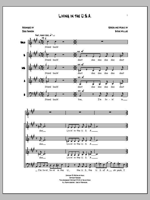 Deke Sharon Living in the U.S.A. Sheet Music Notes & Chords for Choral - Download or Print PDF