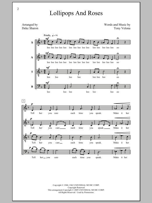 Deke Sharon Lollipops And Roses Sheet Music Notes & Chords for SATB - Download or Print PDF